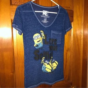 Love Your Selfie Minions jrs small 3/5 V neck fitted tee Despicable Me